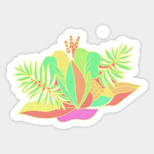 Flower cute leaves plants coral Sticker